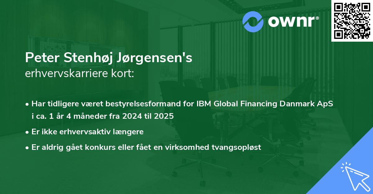 Peter Stenhøj Jørgensen's erhvervskarriere kort