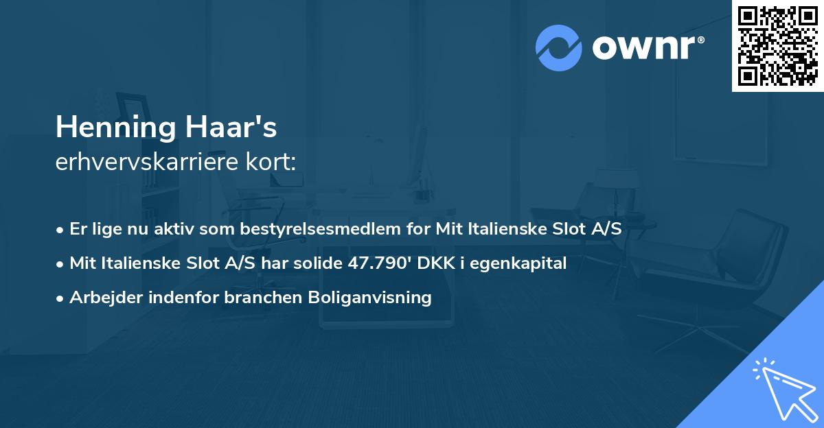Henning Haar's erhvervskarriere kort