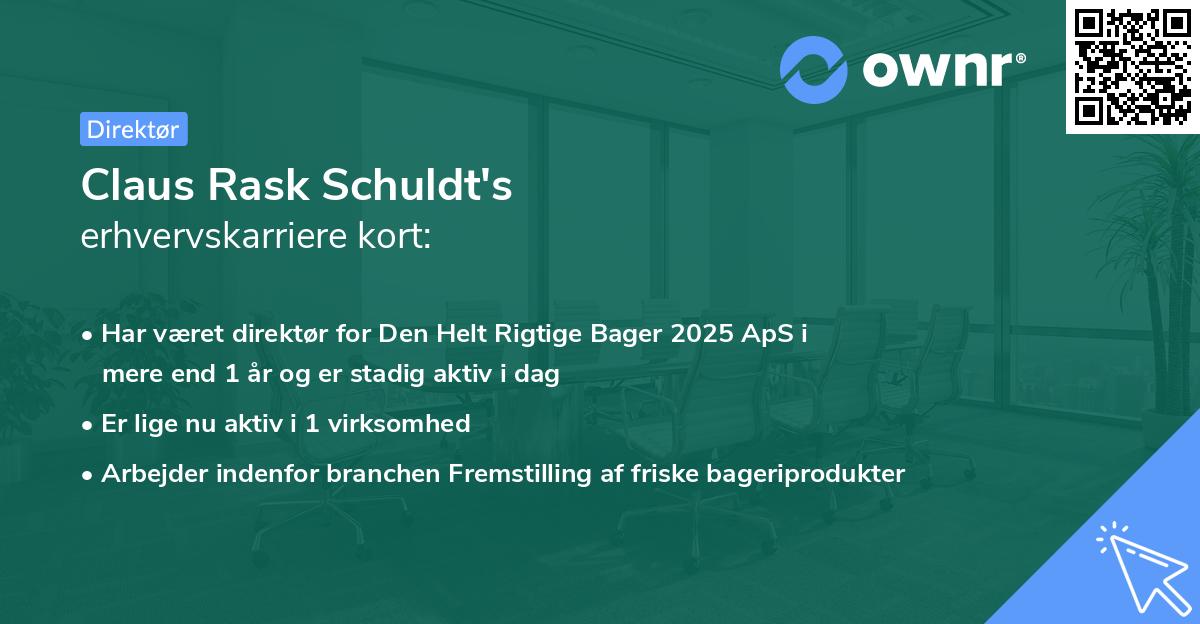 Claus Rask Schuldt's erhvervskarriere kort