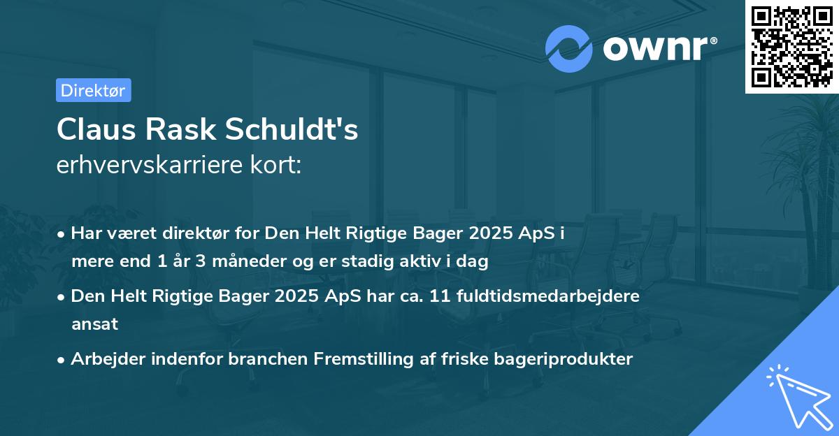 Claus Rask Schuldt's erhvervskarriere kort