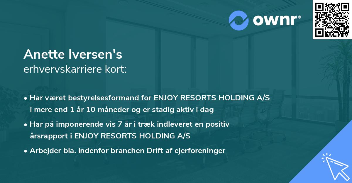 Anette Iversen's erhvervskarriere kort