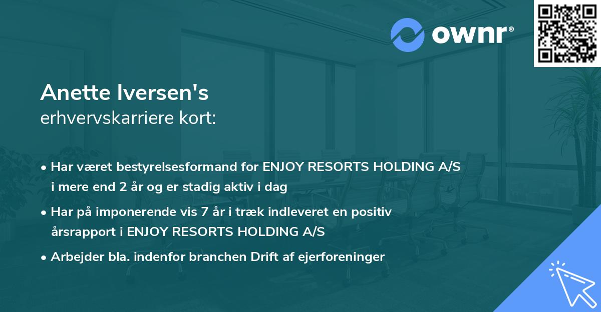 Anette Iversen's erhvervskarriere kort