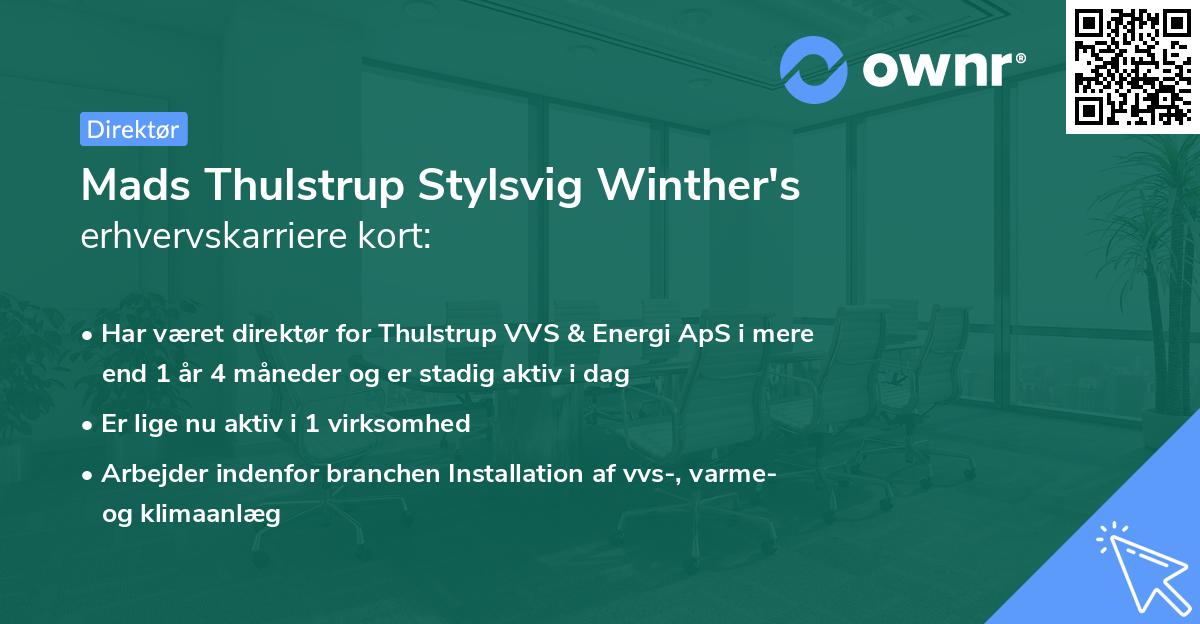 Mads Thulstrup Stylsvig Winther's erhvervskarriere kort