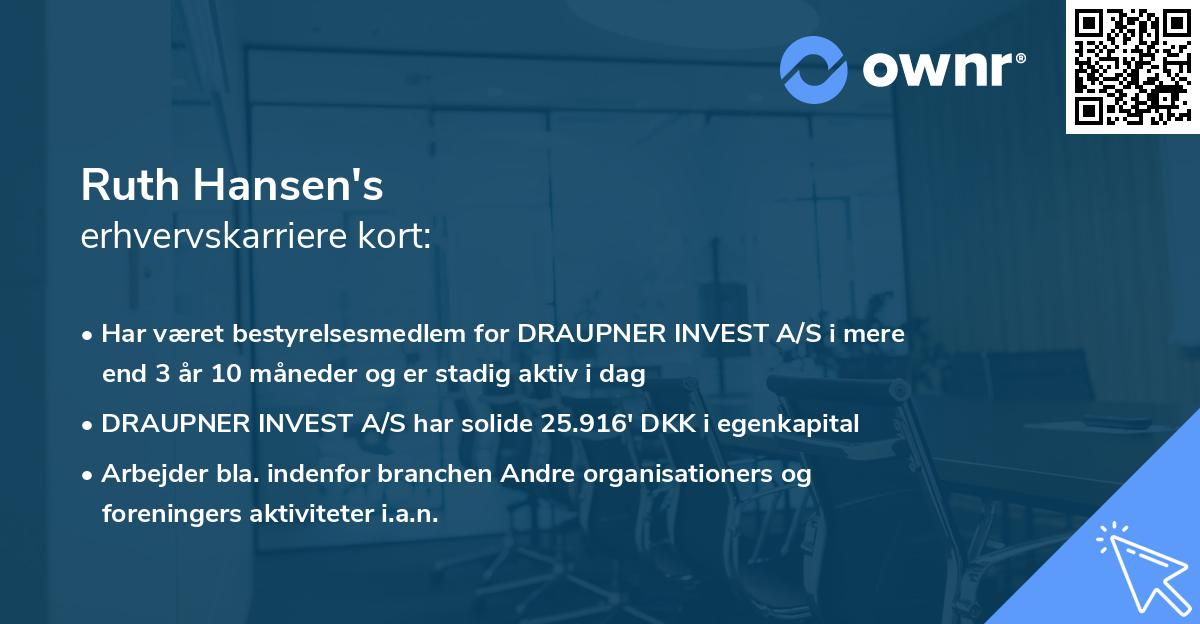 Ruth Hansen's erhvervskarriere kort