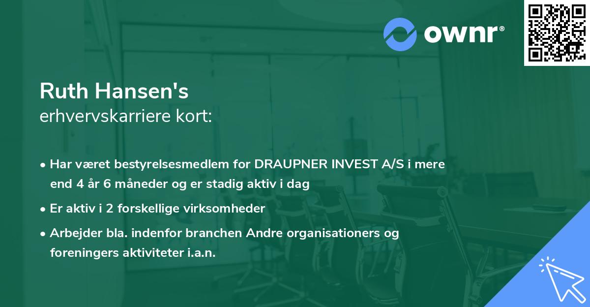 Ruth Hansen's erhvervskarriere kort