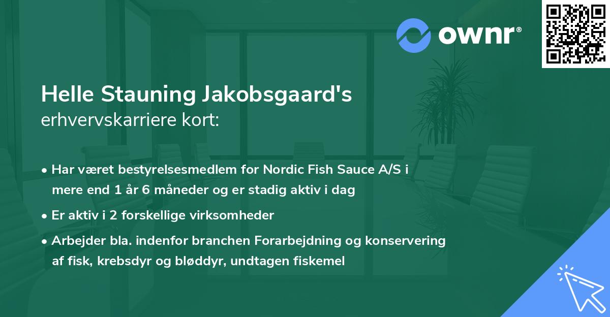 Helle Stauning Jakobsgaard's erhvervskarriere kort
