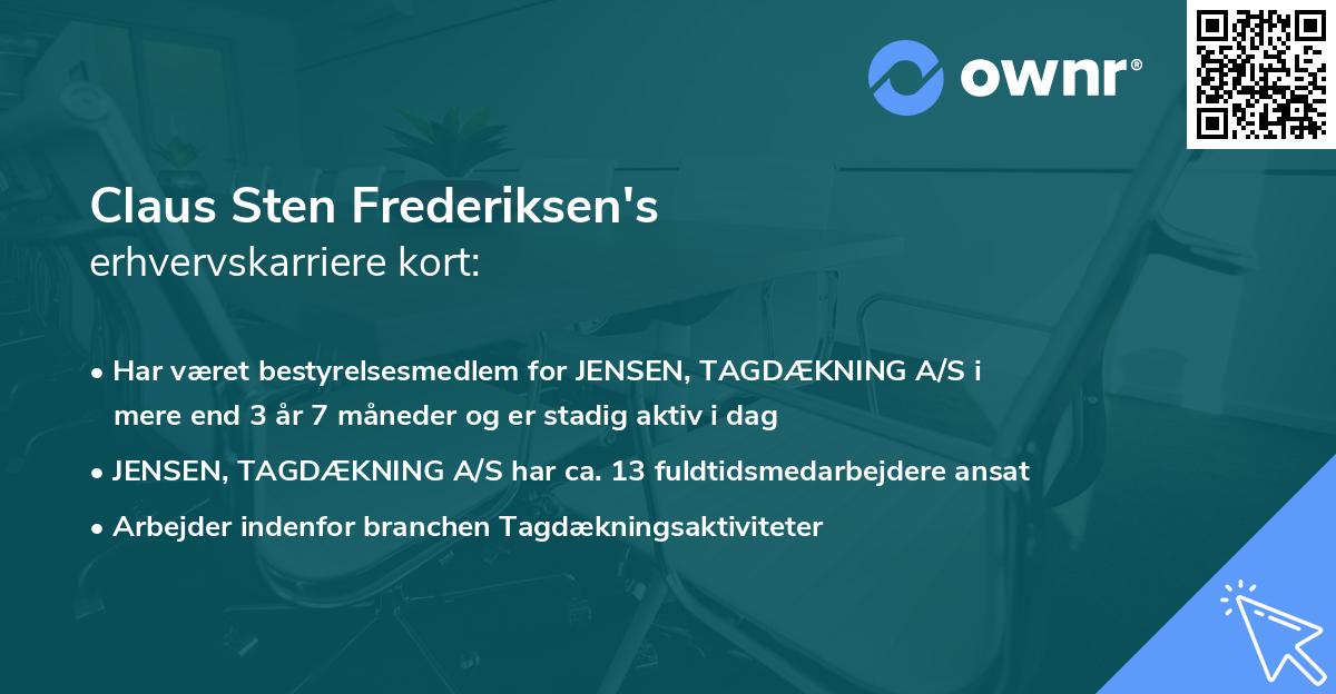 Claus Sten Frederiksen's erhvervskarriere kort