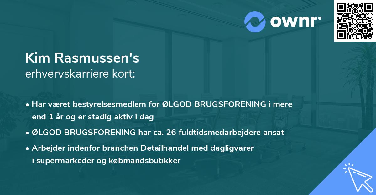 Kim Rasmussen's erhvervskarriere kort