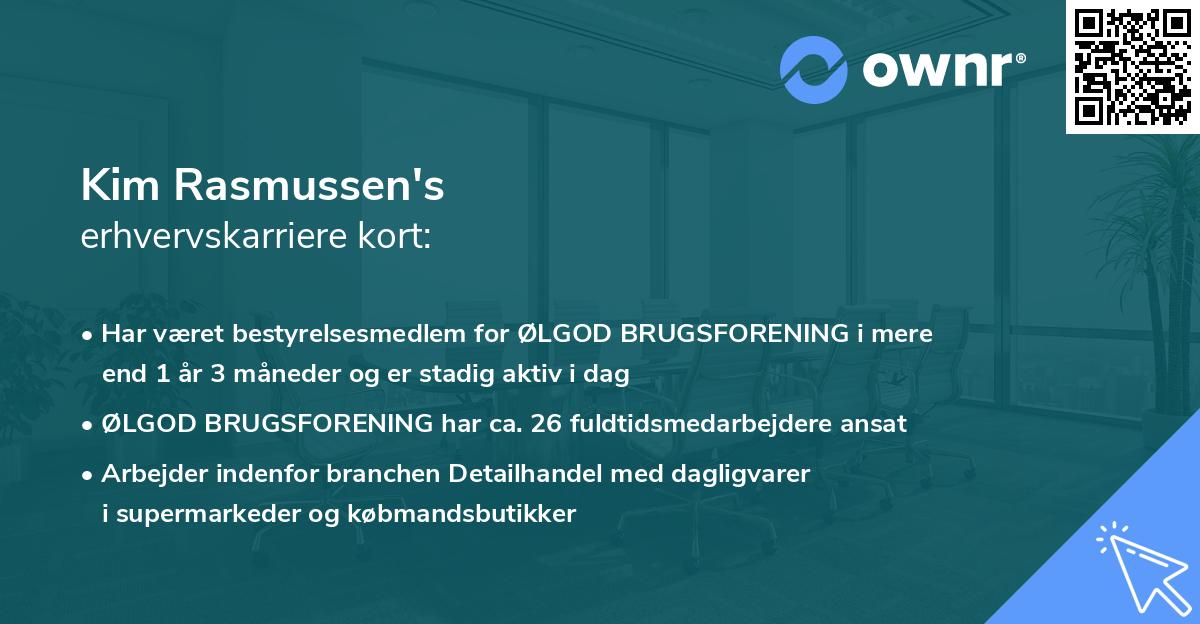 Kim Rasmussen's erhvervskarriere kort