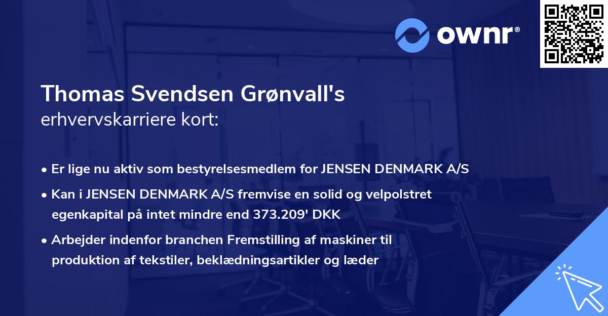 Thomas Svendsen Grønvall's erhvervskarriere kort