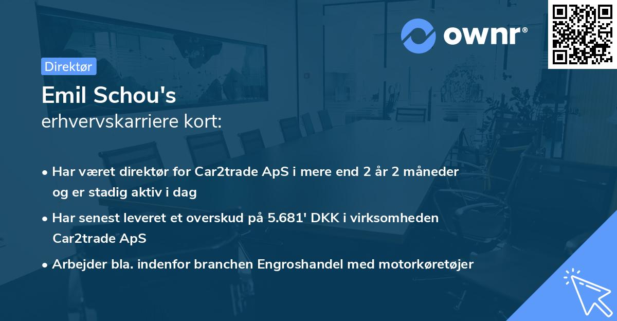 Emil Schou's erhvervskarriere kort