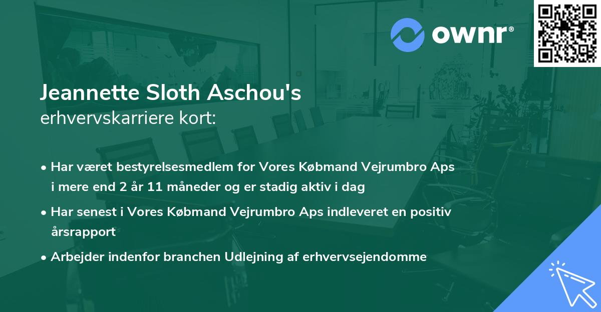 Jeannette Sloth Aschou's erhvervskarriere kort