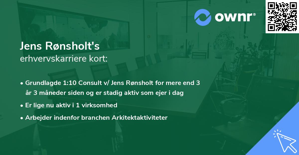 Jens Rønsholt's erhvervskarriere kort
