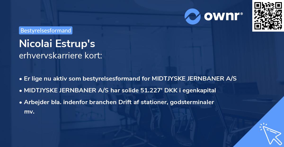 Nicolai Estrup's erhvervskarriere kort