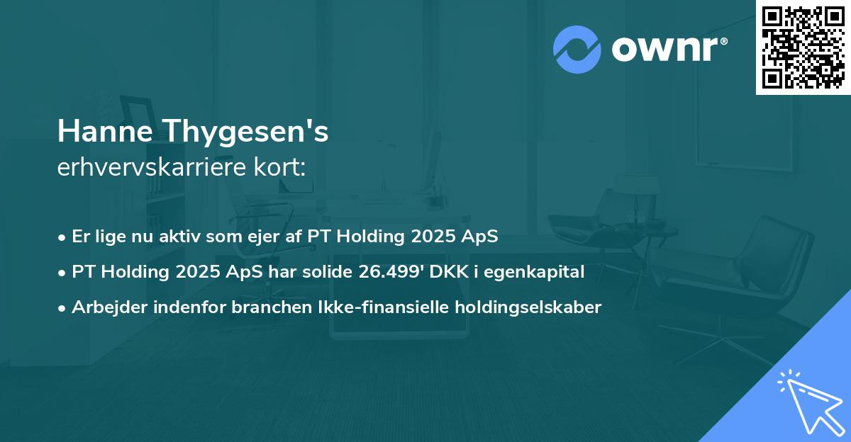 Hanne Thygesen's erhvervskarriere kort