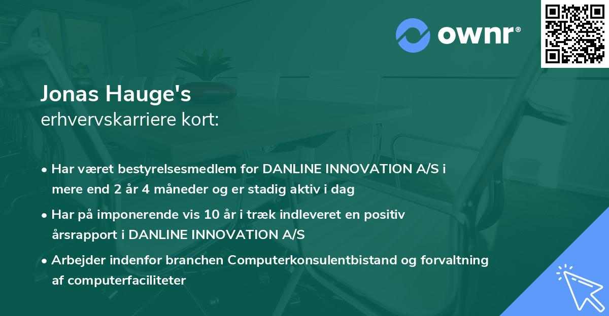 Jonas Hauge's erhvervskarriere kort