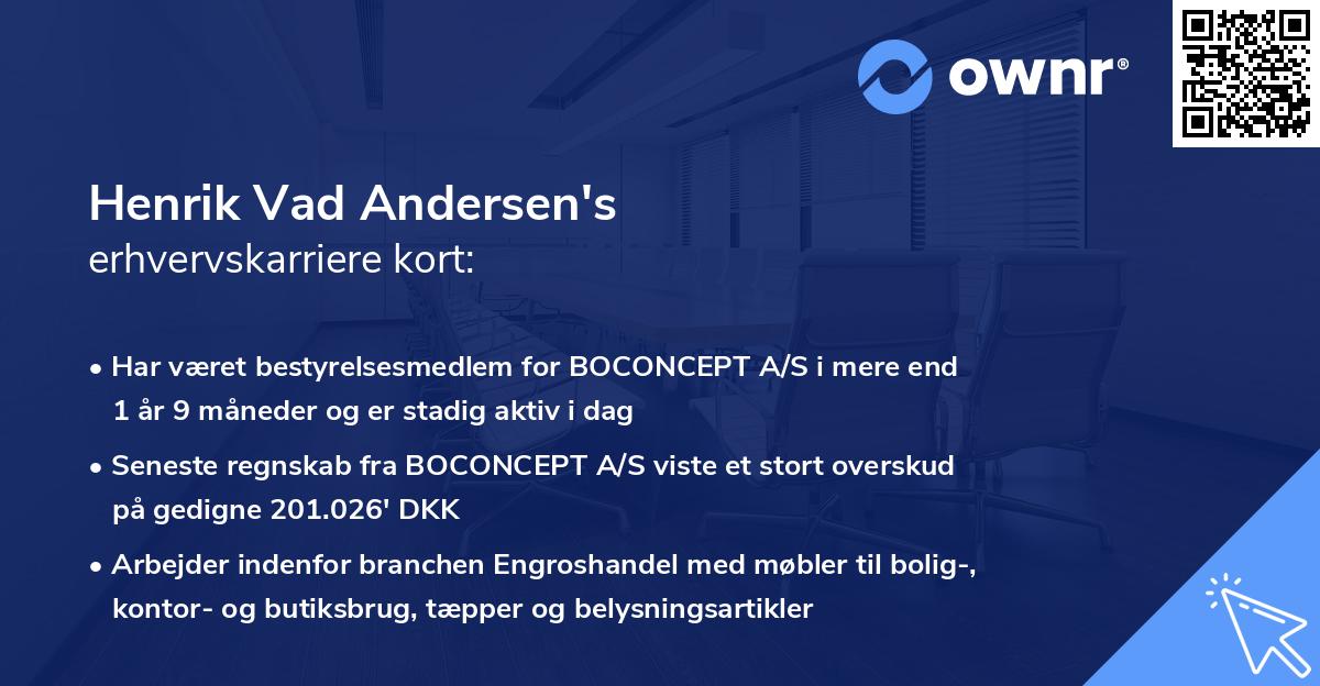 Henrik Vad Andersen's erhvervskarriere kort