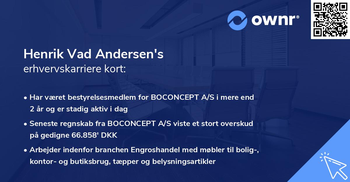 Henrik Vad Andersen's erhvervskarriere kort