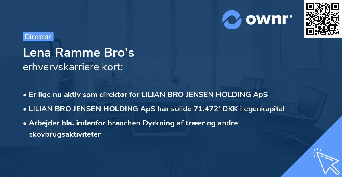 Lena Ramme Bro's erhvervskarriere kort