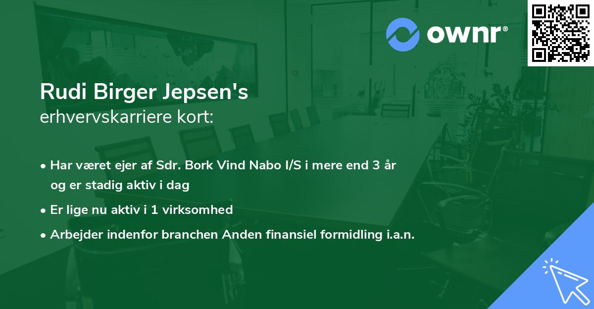 Rudi Birger Jepsen's erhvervskarriere kort
