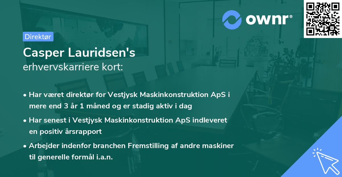 Casper Lauridsen's erhvervskarriere kort