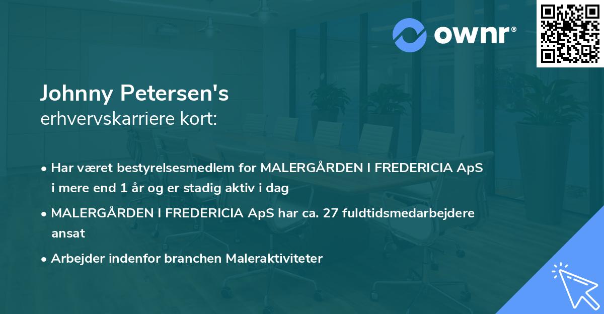 Johnny Petersen's erhvervskarriere kort