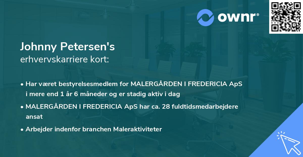Johnny Petersen's erhvervskarriere kort