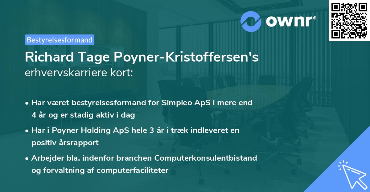 Richard Tage Poyner-Kristoffersen's erhvervskarriere kort
