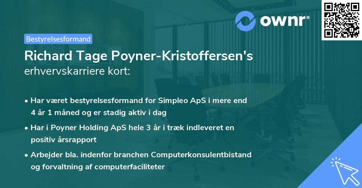 Richard Tage Poyner-Kristoffersen's erhvervskarriere kort