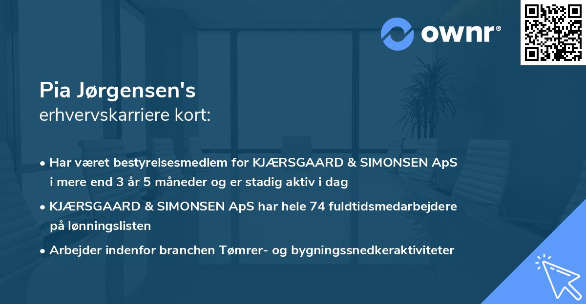 Pia Jørgensen's erhvervskarriere kort