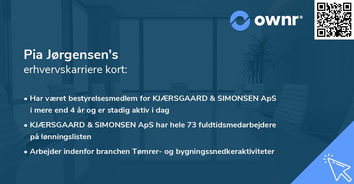 Pia Jørgensen's erhvervskarriere kort
