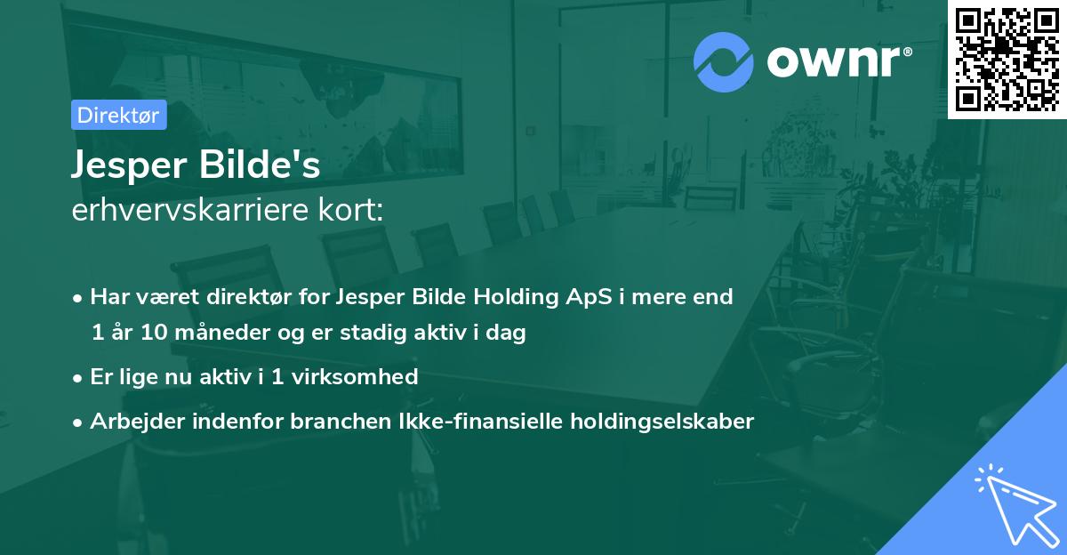 Jesper Bilde's erhvervskarriere kort
