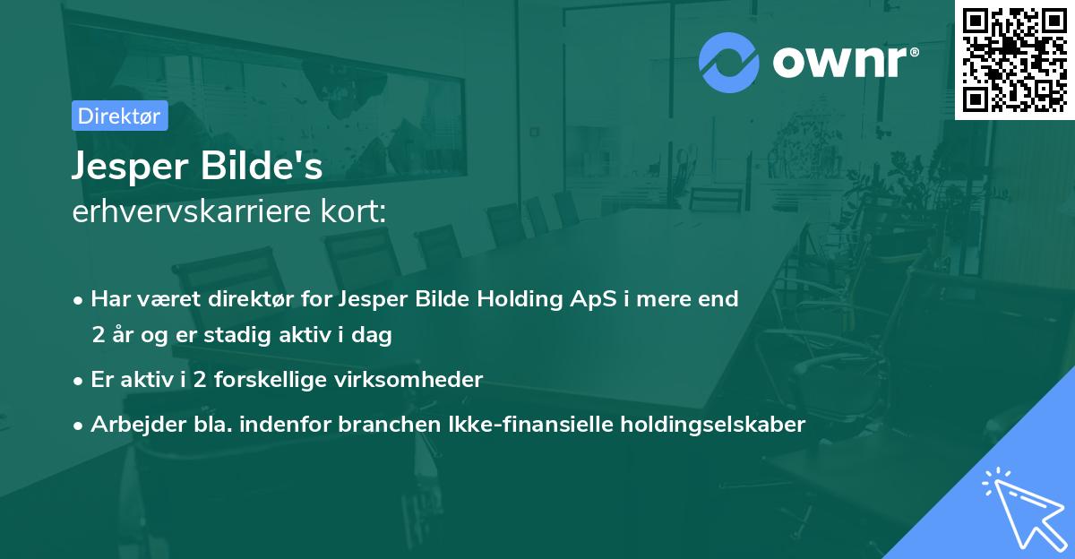 Jesper Bilde's erhvervskarriere kort