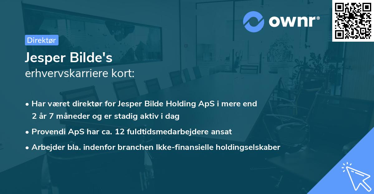 Jesper Bilde's erhvervskarriere kort