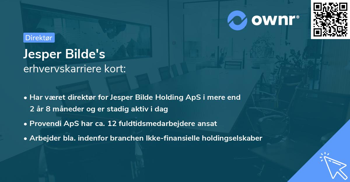 Jesper Bilde's erhvervskarriere kort