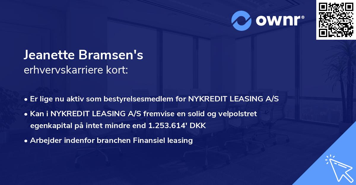 Jeanette Bramsen's erhvervskarriere kort