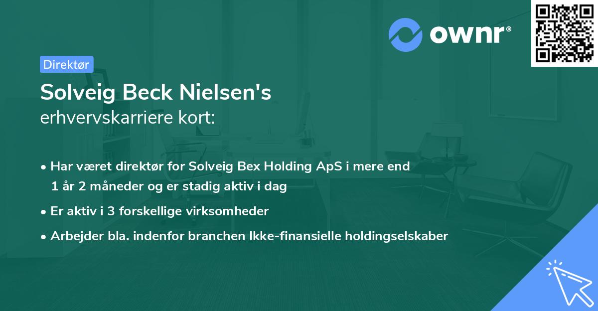 Solveig Beck Nielsen's erhvervskarriere kort