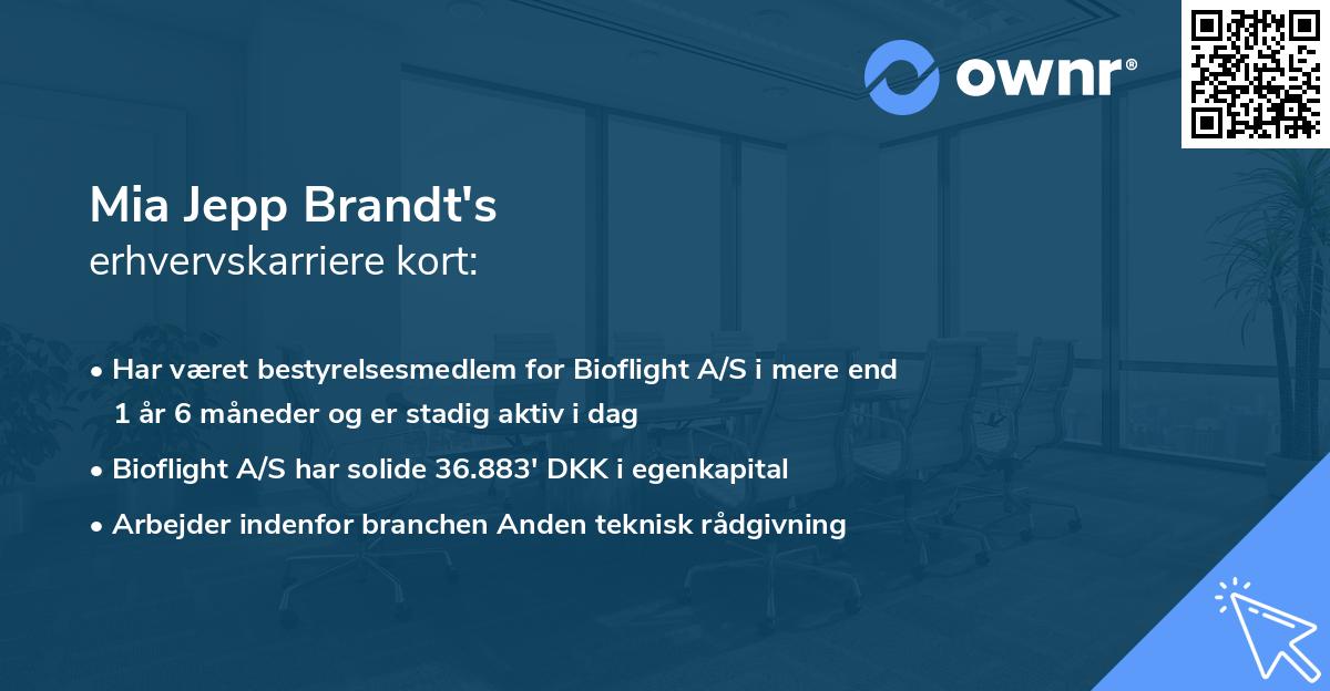 Mia Jepp Brandt's erhvervskarriere kort