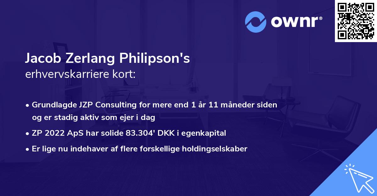 Jacob Zerlang Philipson's erhvervskarriere kort