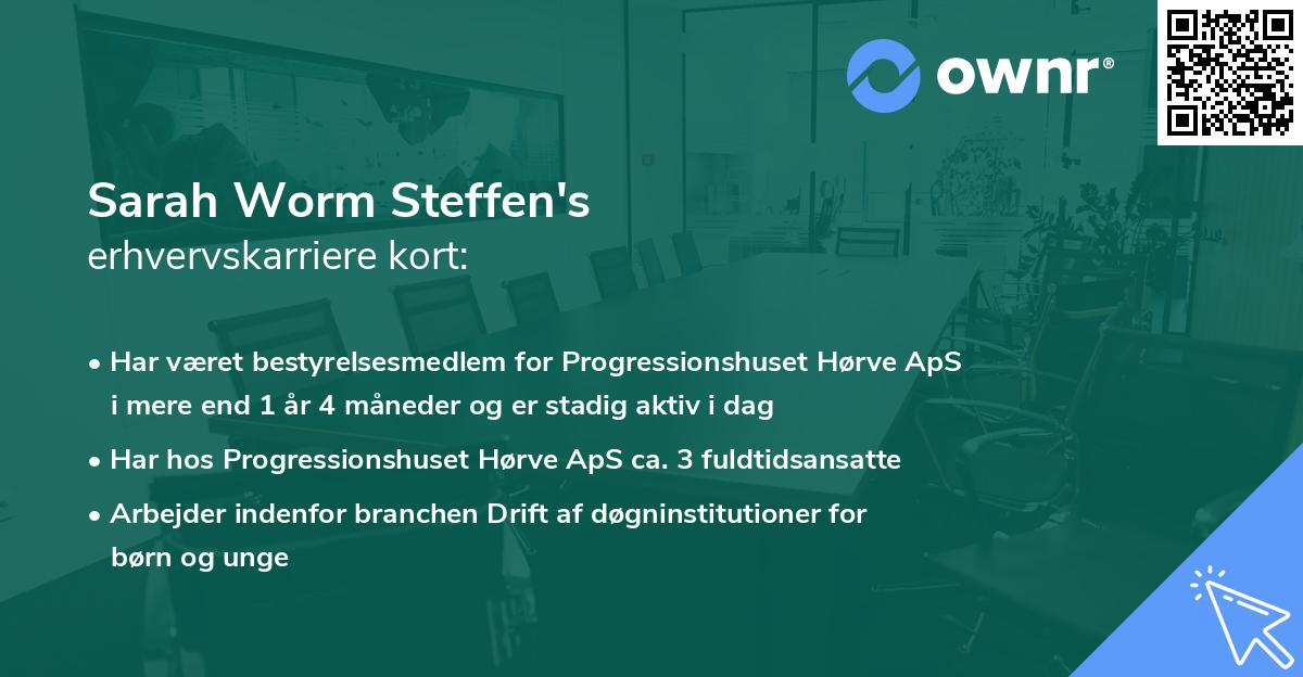 Sarah Worm Steffen's erhvervskarriere kort