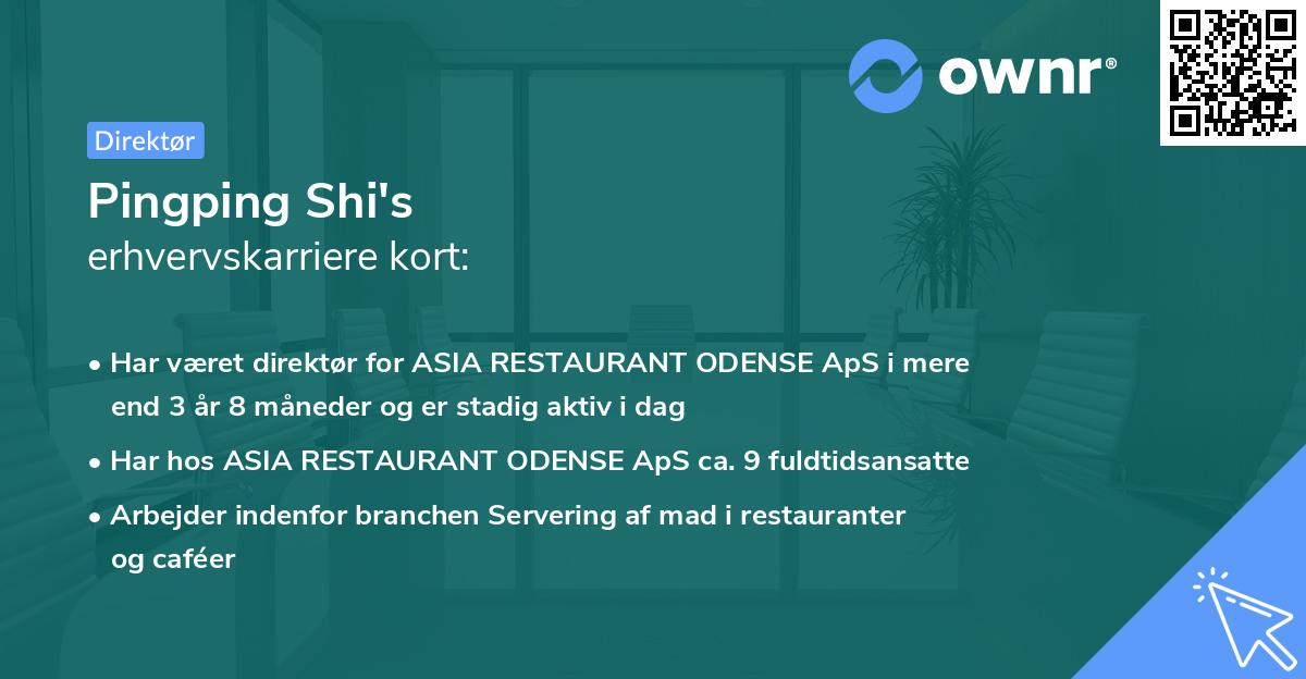 Pingping Shi's erhvervskarriere kort