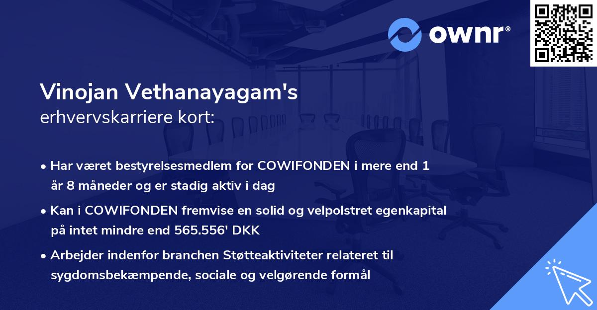 Vinojan Vethanayagam's erhvervskarriere kort