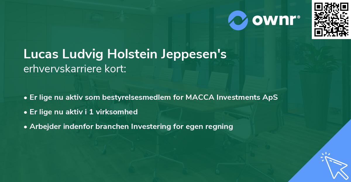 Lucas Ludvig Holstein Jeppesen's erhvervskarriere kort