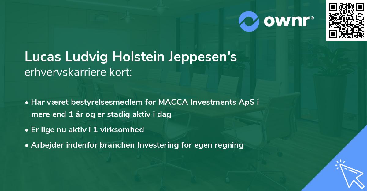 Lucas Ludvig Holstein Jeppesen's erhvervskarriere kort