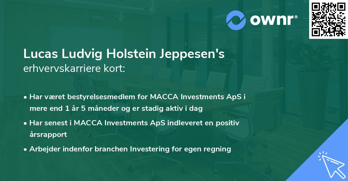 Lucas Ludvig Holstein Jeppesen's erhvervskarriere kort