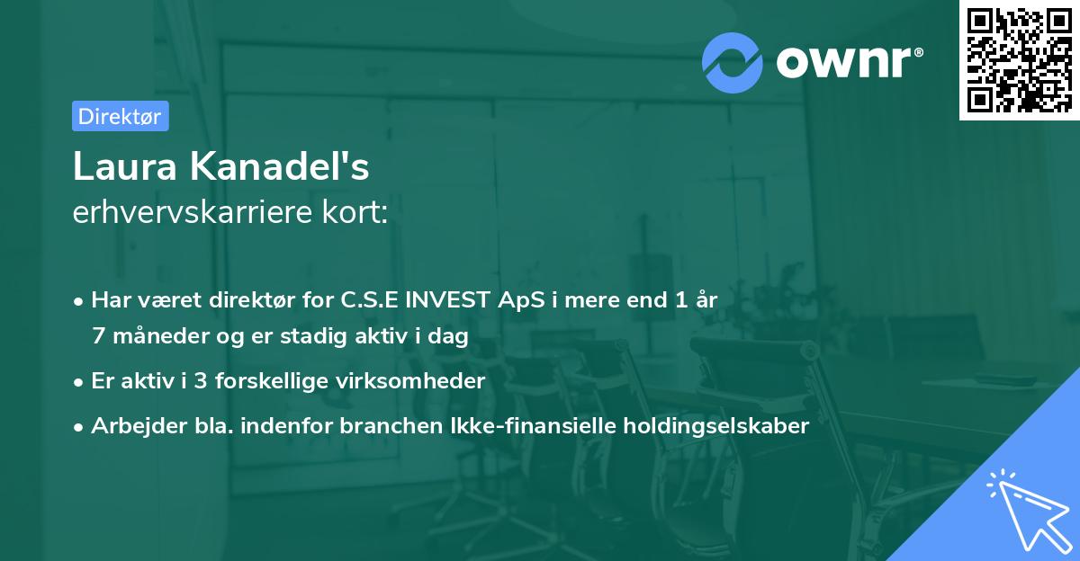 Laura Kanadel's erhvervskarriere kort