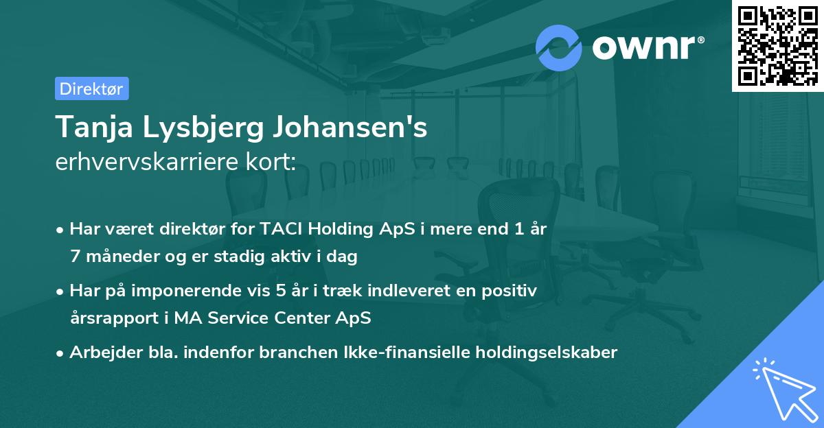 Tanja Lysbjerg Johansen's erhvervskarriere kort