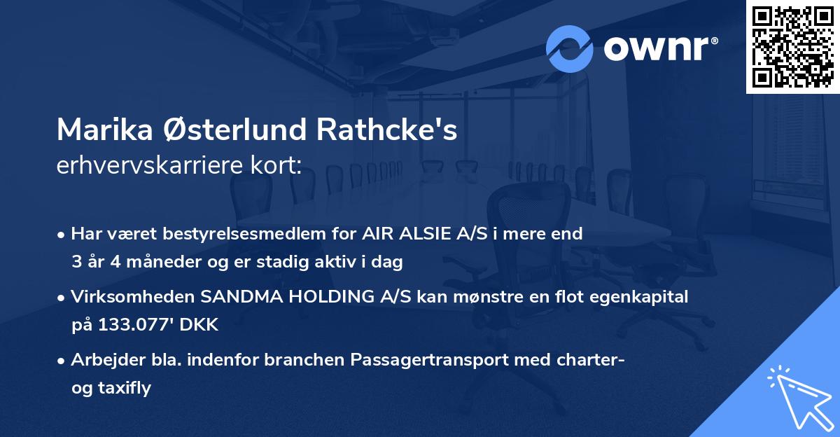 Marika Østerlund Rathcke's erhvervskarriere kort
