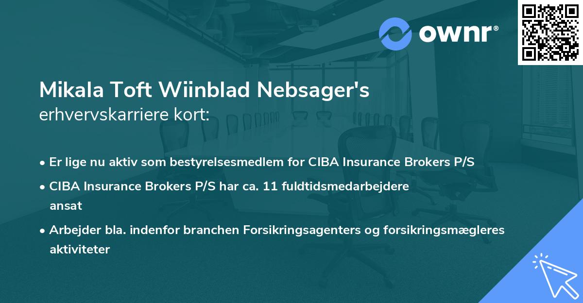 Mikala Toft Wiinblad Nebsager's erhvervskarriere kort