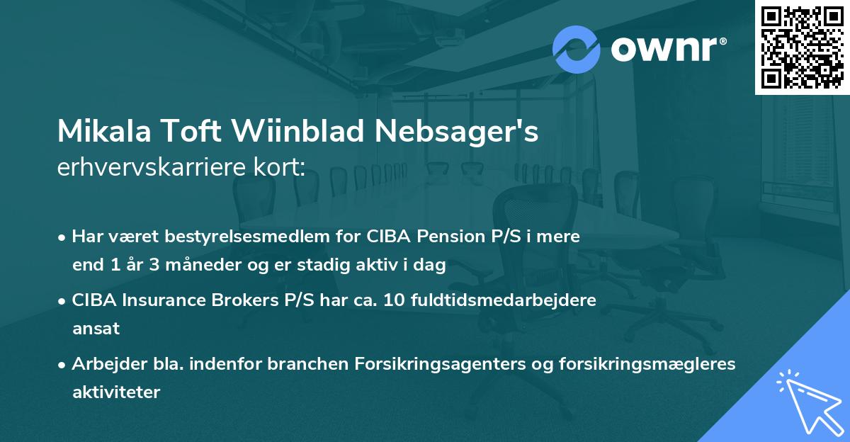 Mikala Toft Wiinblad Nebsager's erhvervskarriere kort